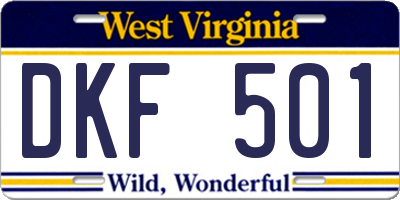 WV license plate DKF501