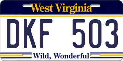 WV license plate DKF503