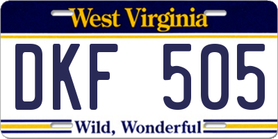 WV license plate DKF505