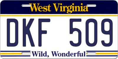 WV license plate DKF509