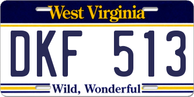 WV license plate DKF513