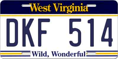 WV license plate DKF514