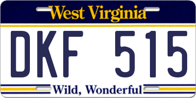 WV license plate DKF515