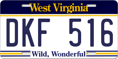 WV license plate DKF516