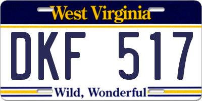 WV license plate DKF517
