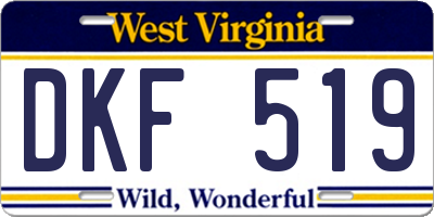 WV license plate DKF519
