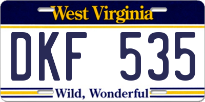 WV license plate DKF535