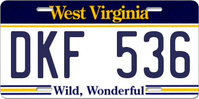 WV license plate DKF536