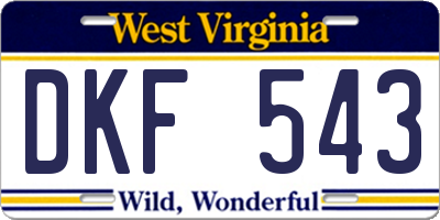 WV license plate DKF543