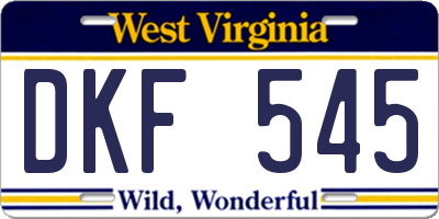 WV license plate DKF545