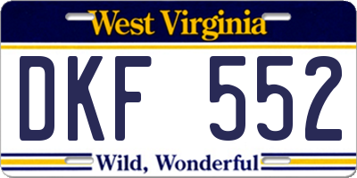 WV license plate DKF552