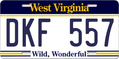 WV license plate DKF557