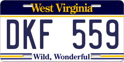 WV license plate DKF559