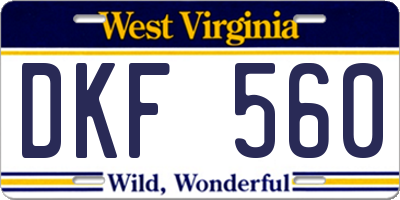 WV license plate DKF560