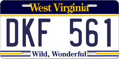 WV license plate DKF561