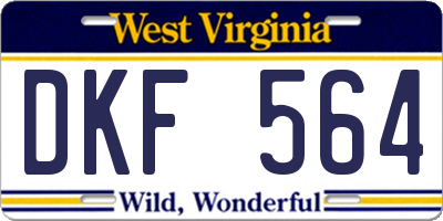 WV license plate DKF564