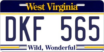 WV license plate DKF565