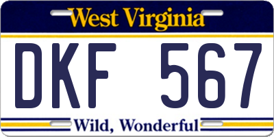 WV license plate DKF567