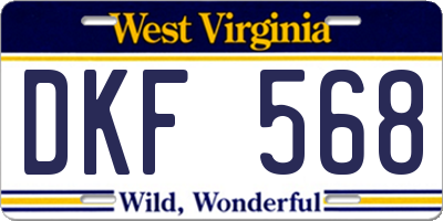 WV license plate DKF568