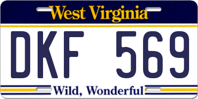 WV license plate DKF569