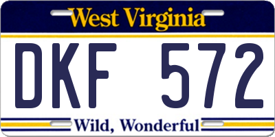 WV license plate DKF572