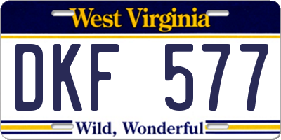 WV license plate DKF577
