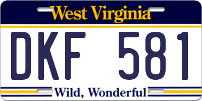 WV license plate DKF581