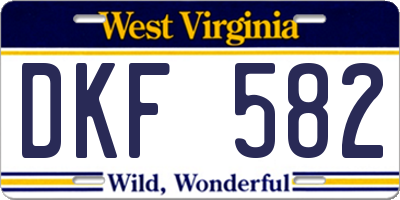 WV license plate DKF582