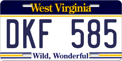 WV license plate DKF585