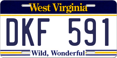 WV license plate DKF591