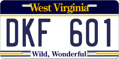 WV license plate DKF601