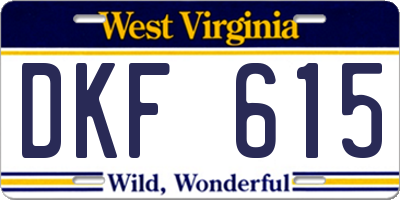 WV license plate DKF615