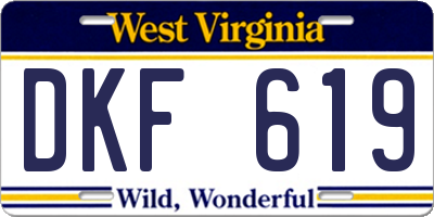 WV license plate DKF619