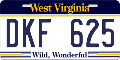 WV license plate DKF625