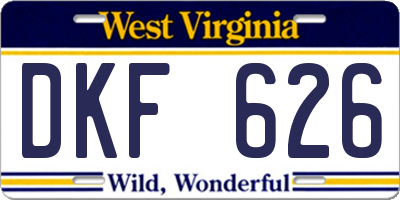 WV license plate DKF626