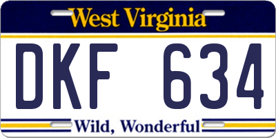 WV license plate DKF634