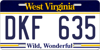 WV license plate DKF635