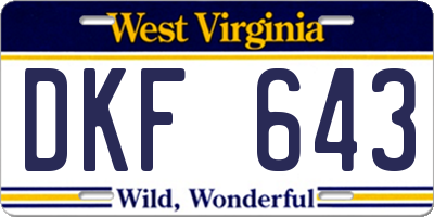 WV license plate DKF643
