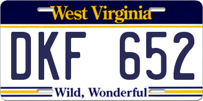WV license plate DKF652