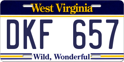WV license plate DKF657