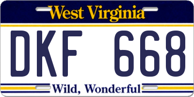 WV license plate DKF668