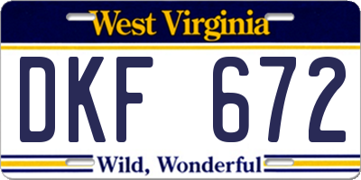 WV license plate DKF672