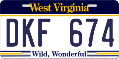 WV license plate DKF674