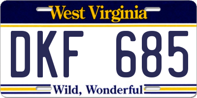 WV license plate DKF685