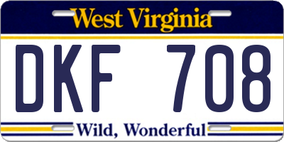 WV license plate DKF708