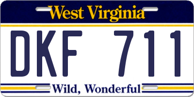 WV license plate DKF711