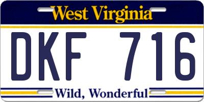 WV license plate DKF716