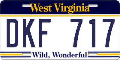 WV license plate DKF717