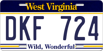 WV license plate DKF724