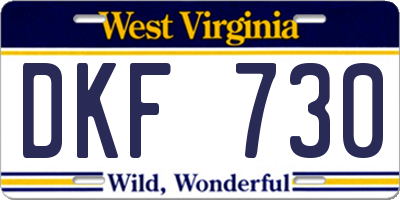 WV license plate DKF730